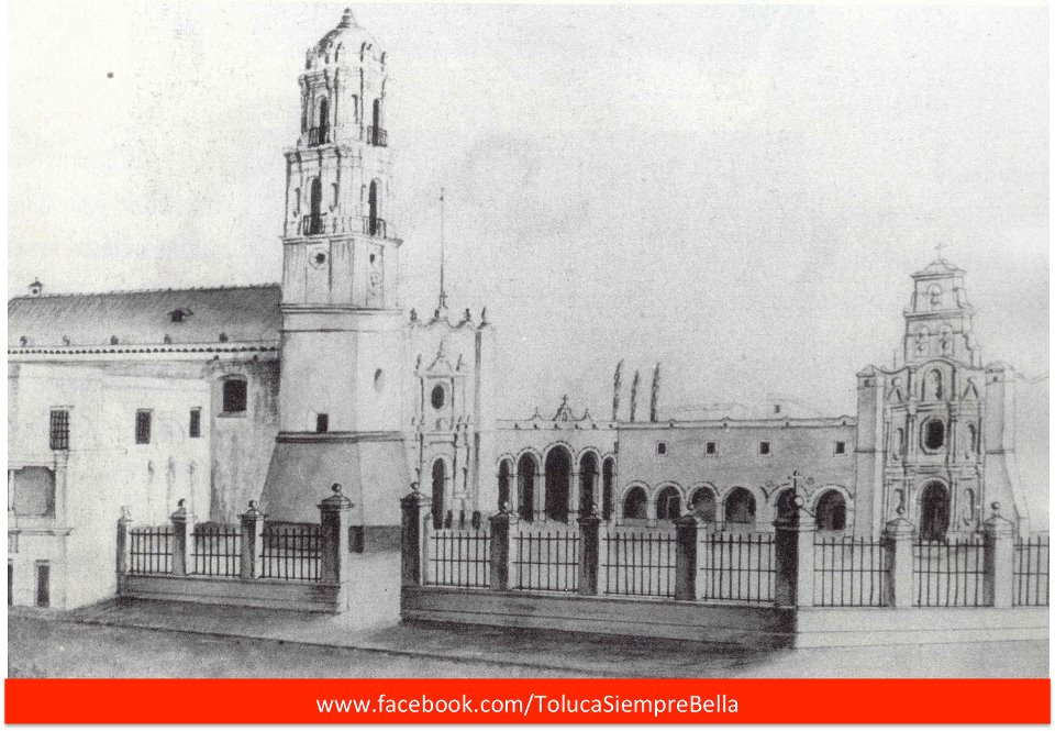 Litografía del Convento Franciscano de Nuestra Señora de la Asunción de TOLUCA.