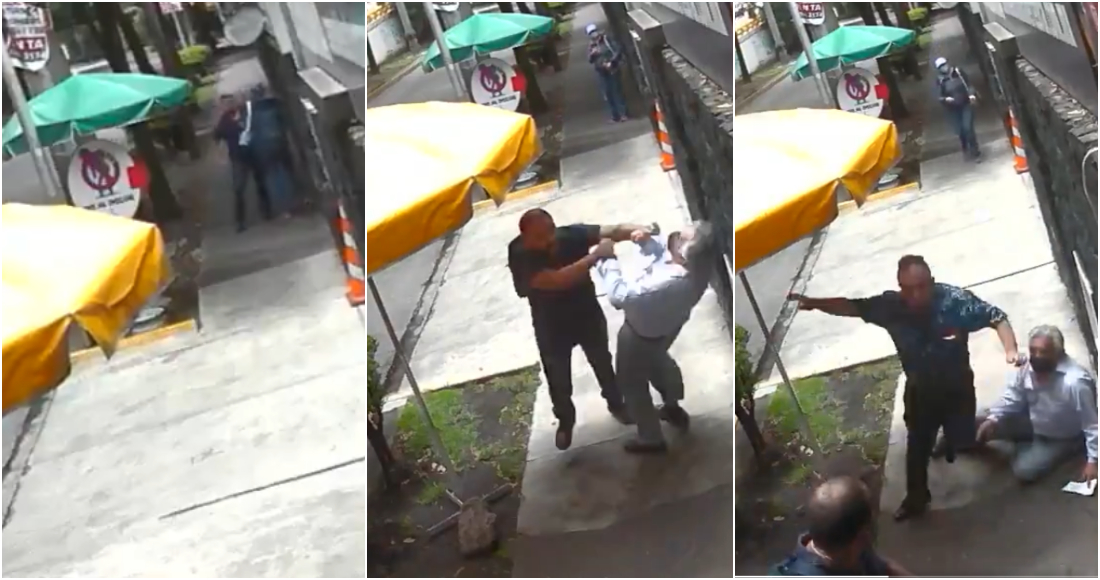 Persona de la tercera edad y mujer son golpeados, solo por caminar || VIDEO