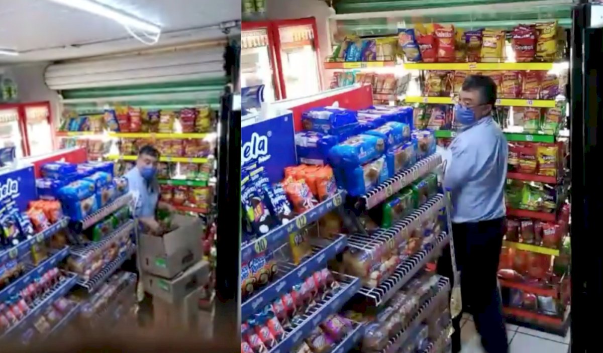 [VIDEO] Captan a repartidor robándose mercancía de una tiendita