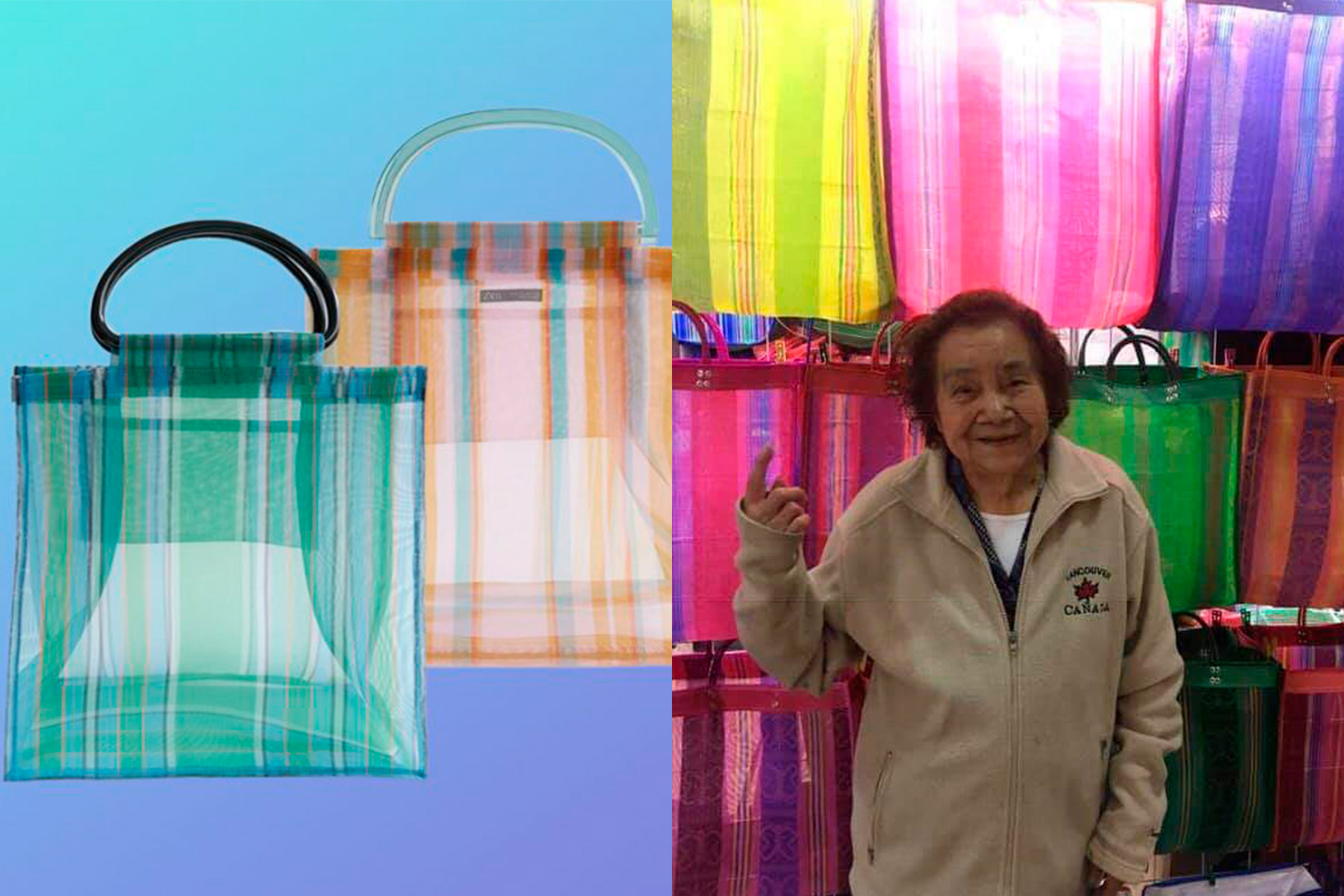 Mujer aprovecha el fracaso de los Bolsos Shopper Rayas de Zara y promociona a su abuela