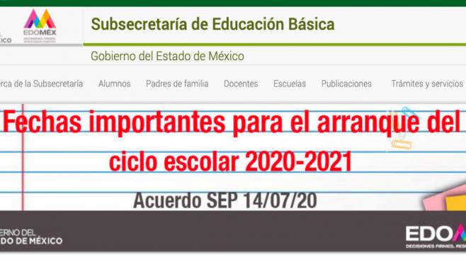 Conoce las Fechas Importantes del Ciclo Escolar 2020-2021 en el EDOMEX