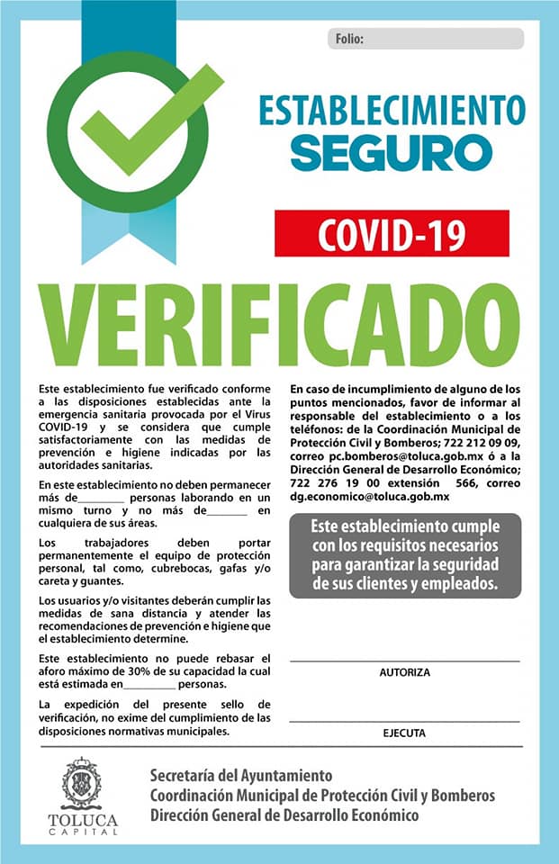 Sólo 70 negocios de Toluca cumplen con sellos de certificación