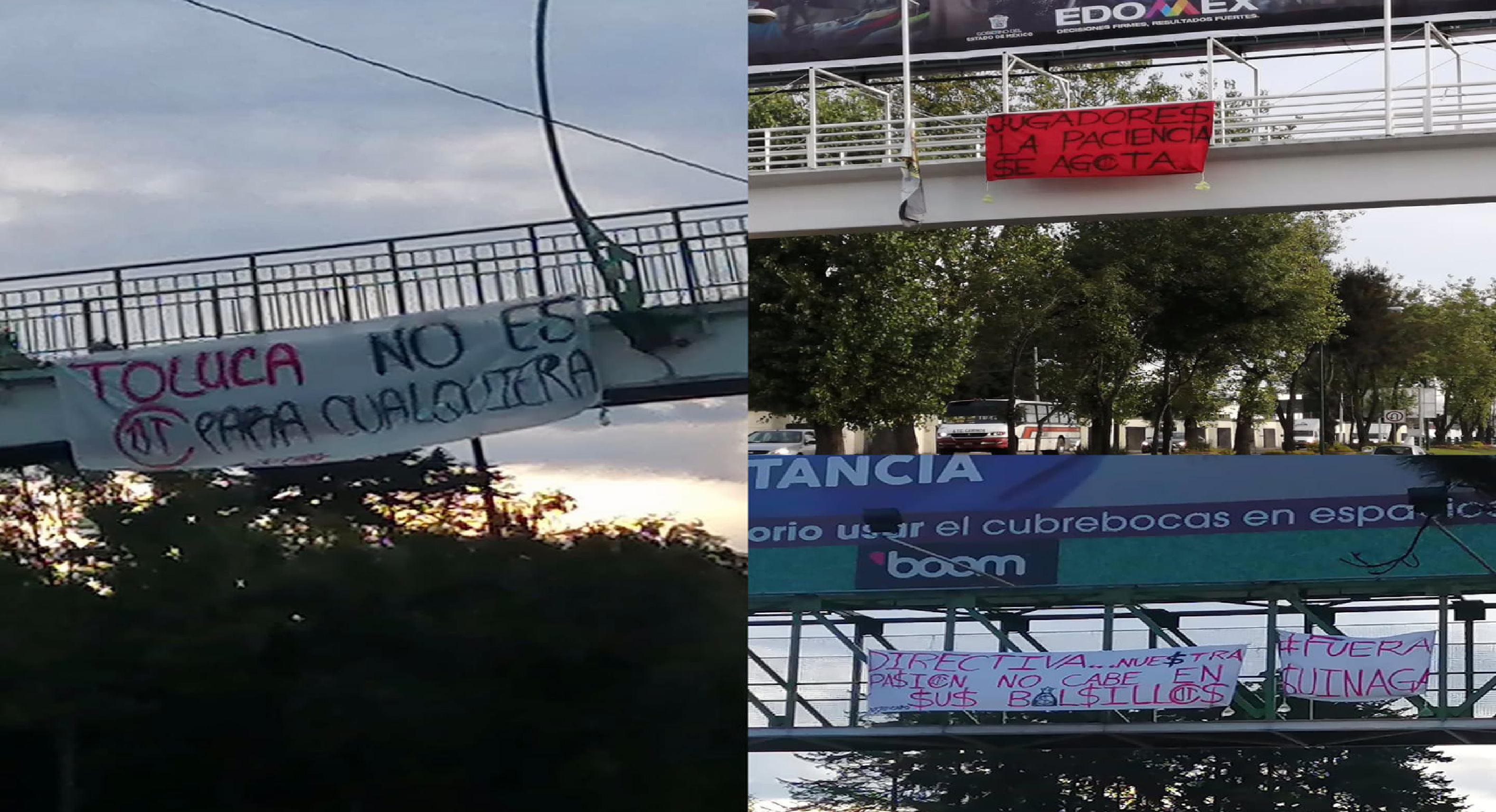 Aficionados del Toluca FC protestan con mantas tras malos resultados