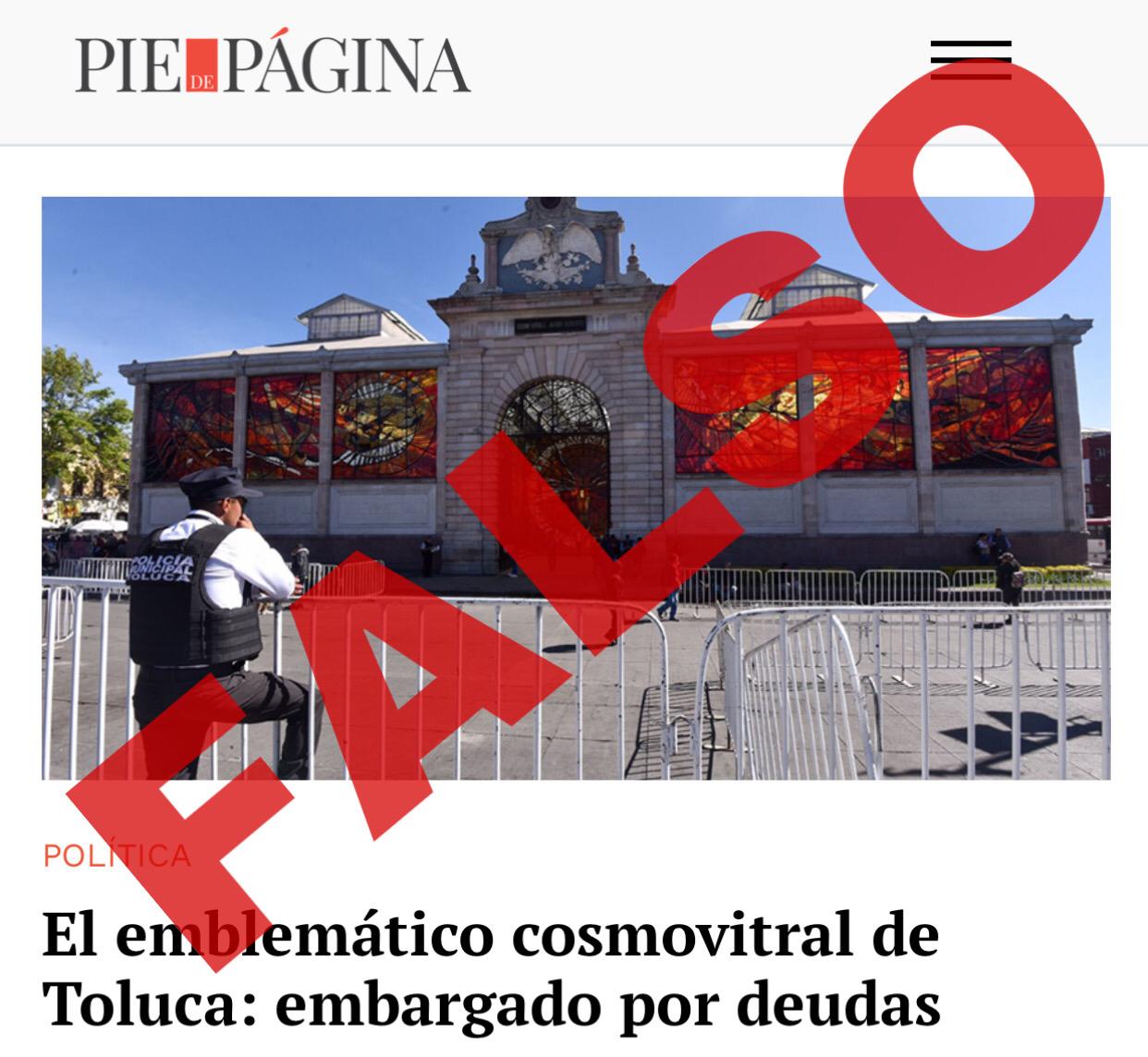 FALSO que el COSMOVITRAL esté embargado por deudas: Ayuntamiento de Toluca