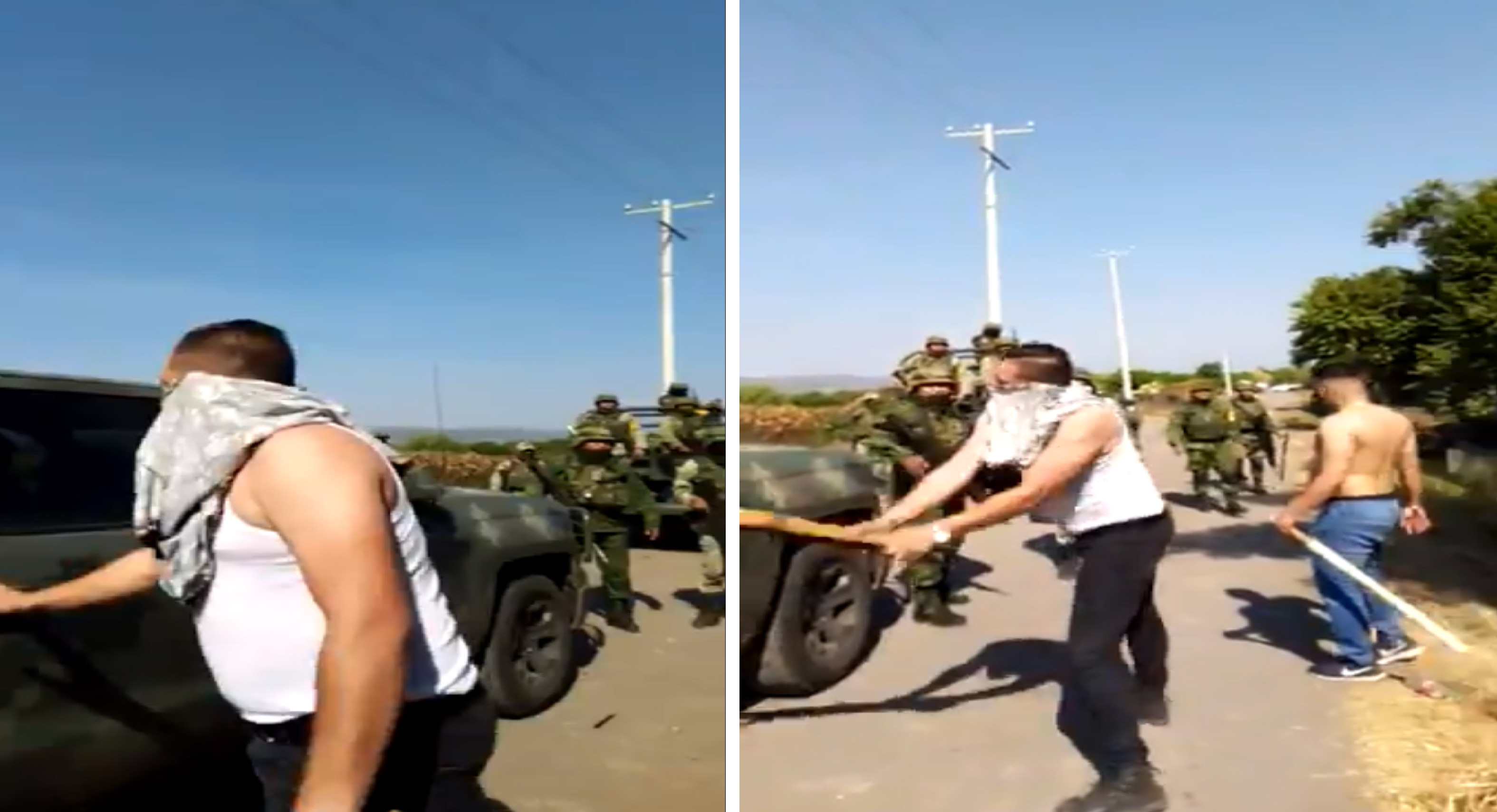 Encapuchados agreden con palos a militares || VIDEO