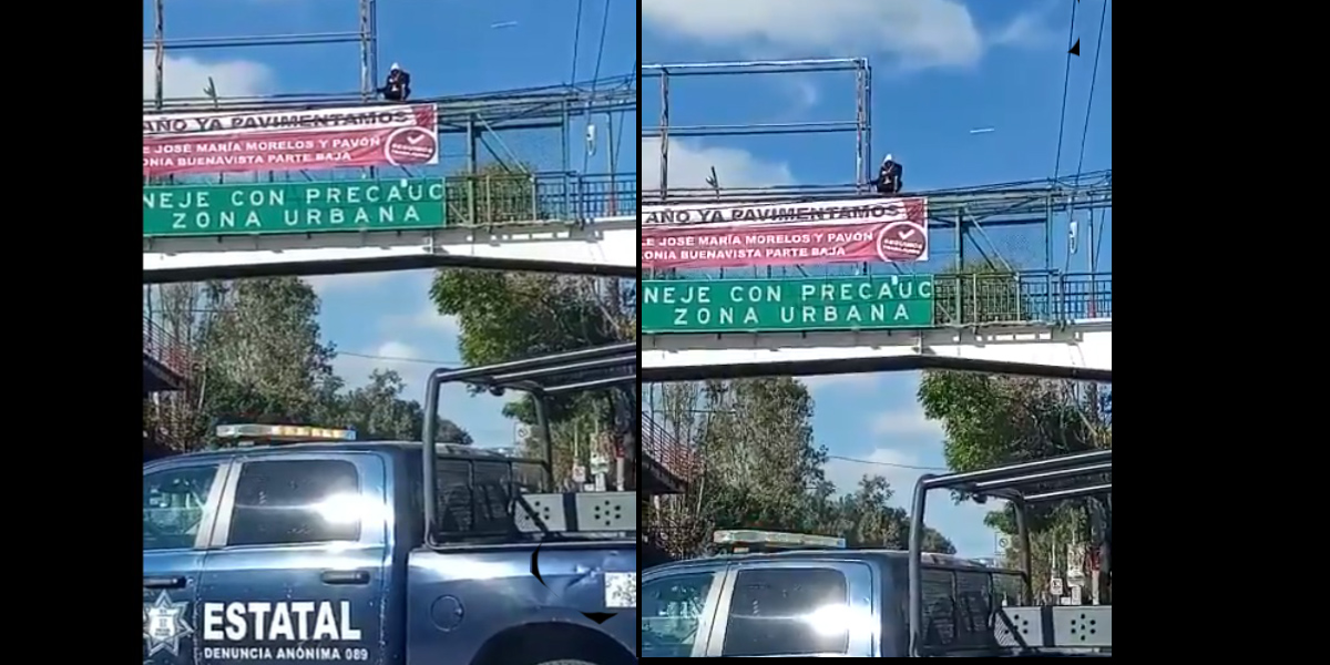 Video: En puente vehicular en la López Portillo hombre amenaza con aventarse