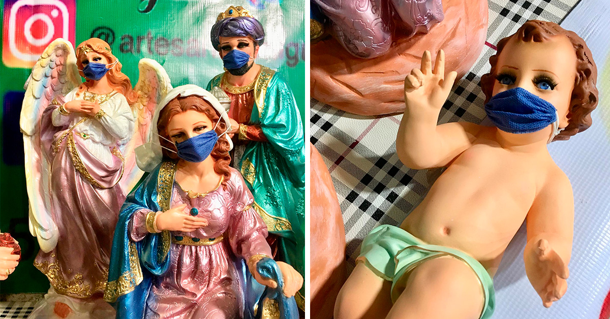 Edomex: Con cubrebocas artesanos venden a la Virgen María, José y Reyes Magos