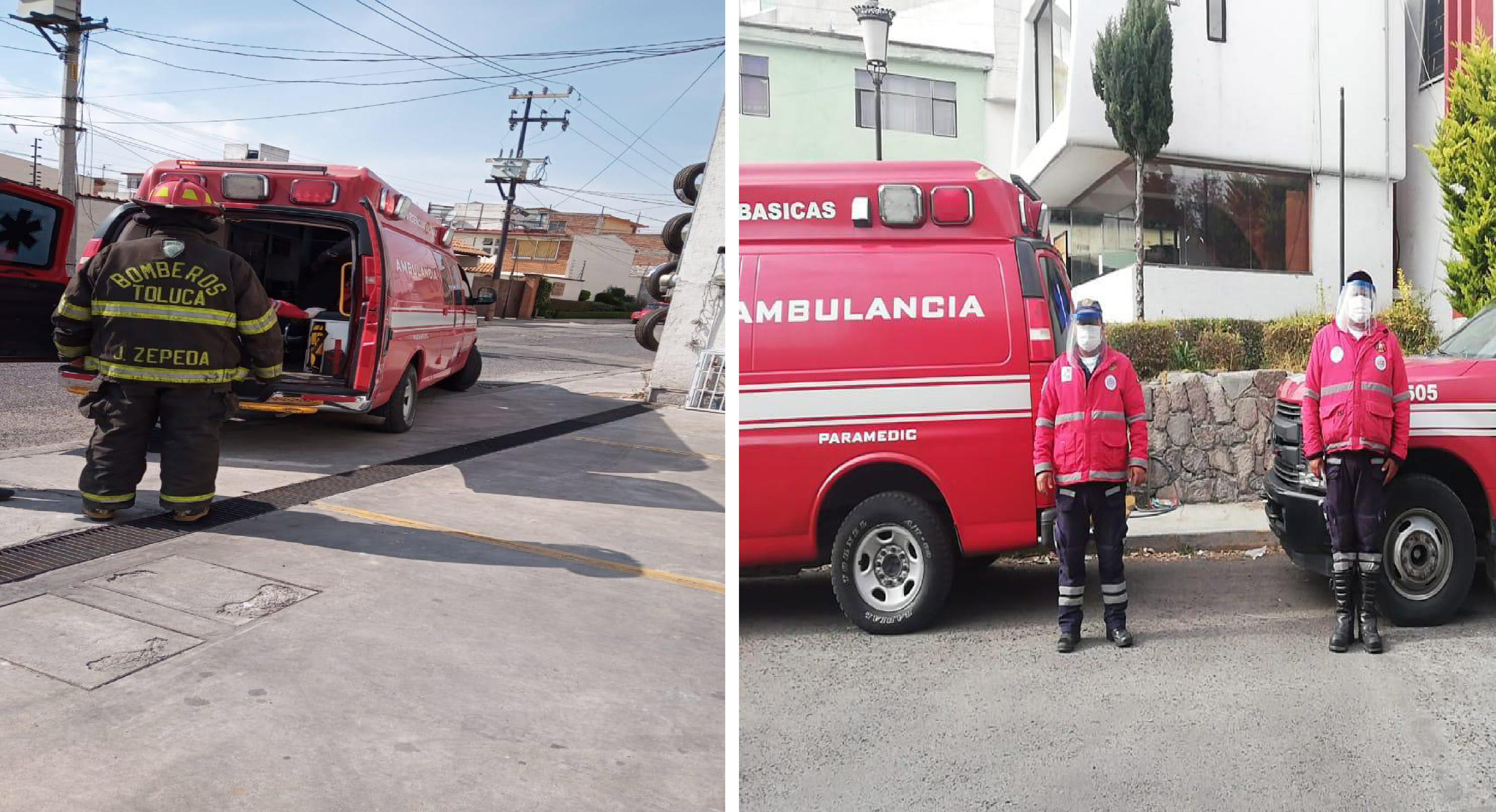 Bomberos y Protección Civil trasladan casos COVID-19 en Toluca