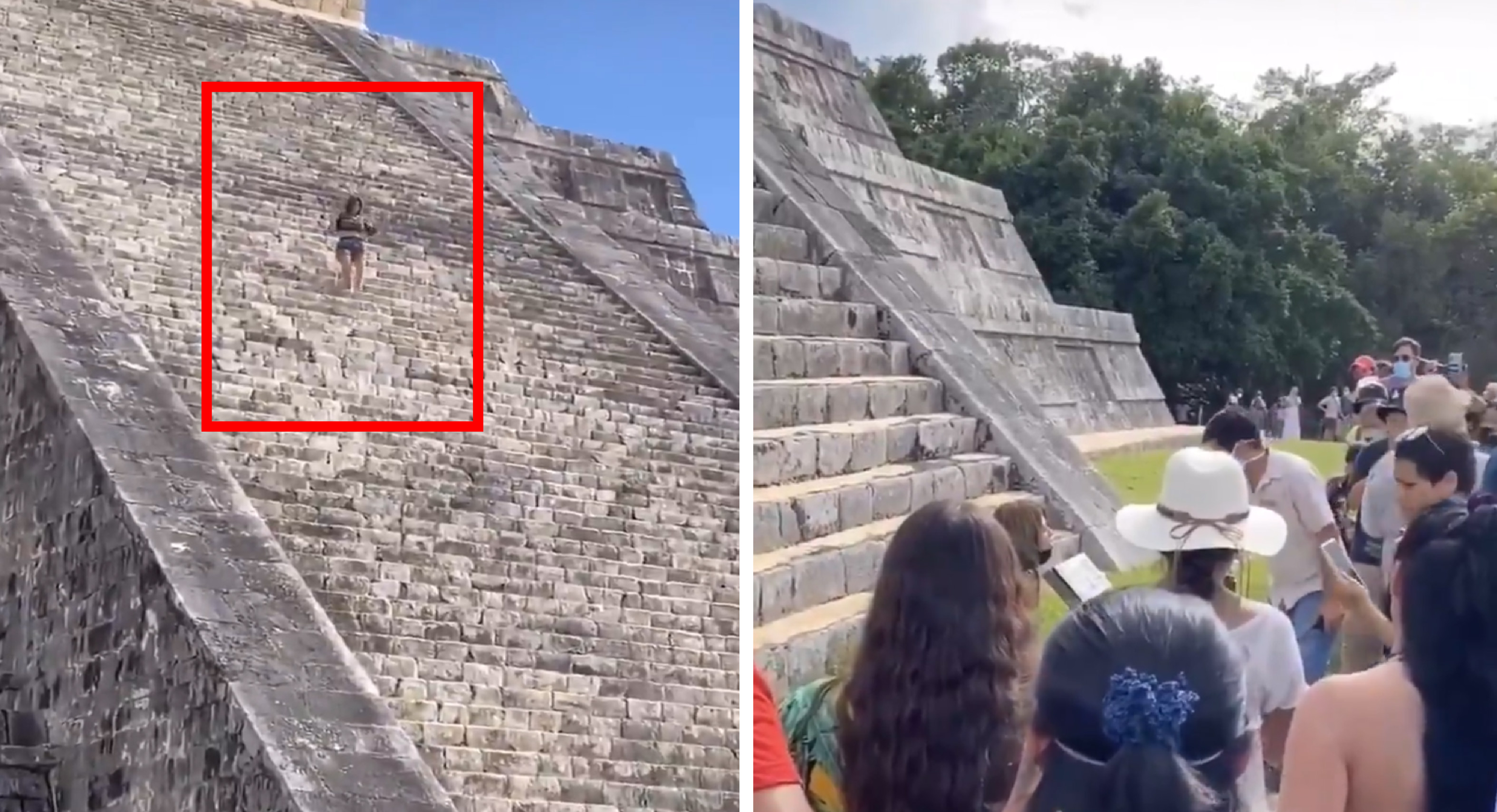 Mujer es detenida por subir a Chichén Itzá || VIDEO