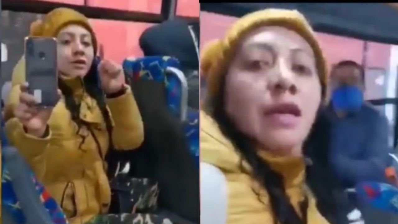 Lady cubrebocas agrede a personas en camión de Metepec || VIDEO