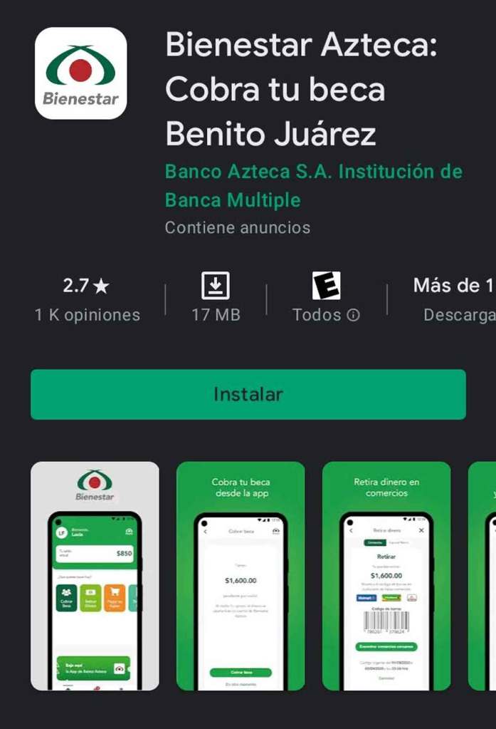 Becas Benito Juárez como bajar la app bienestar azteca play store