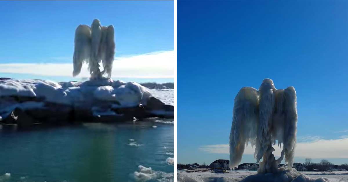 EE. UU.: Aparece hielo en forma de ángel en Michigan y se vuelve viral  || VIDEO