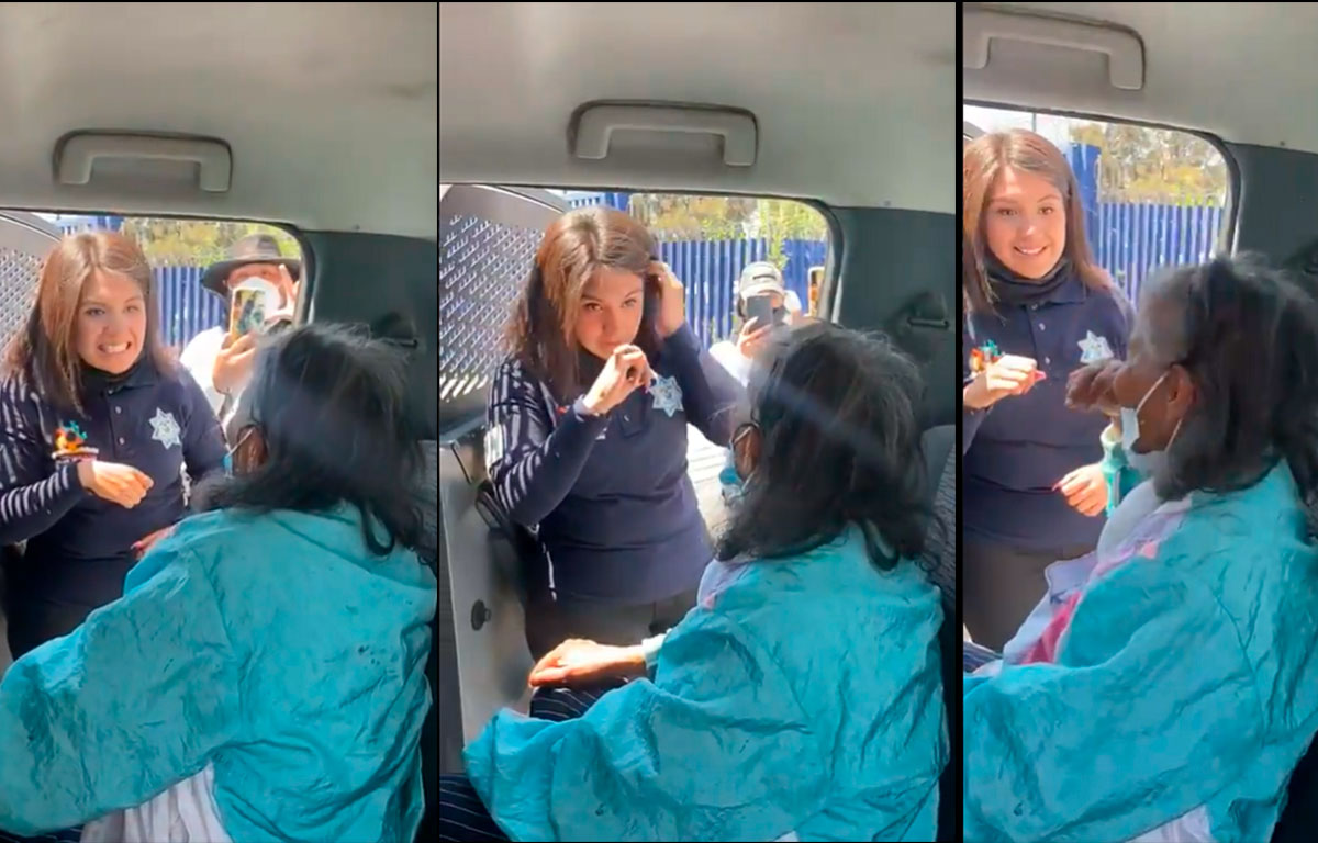 Policía ayuda a abuelita con lenguaje de señas || Video