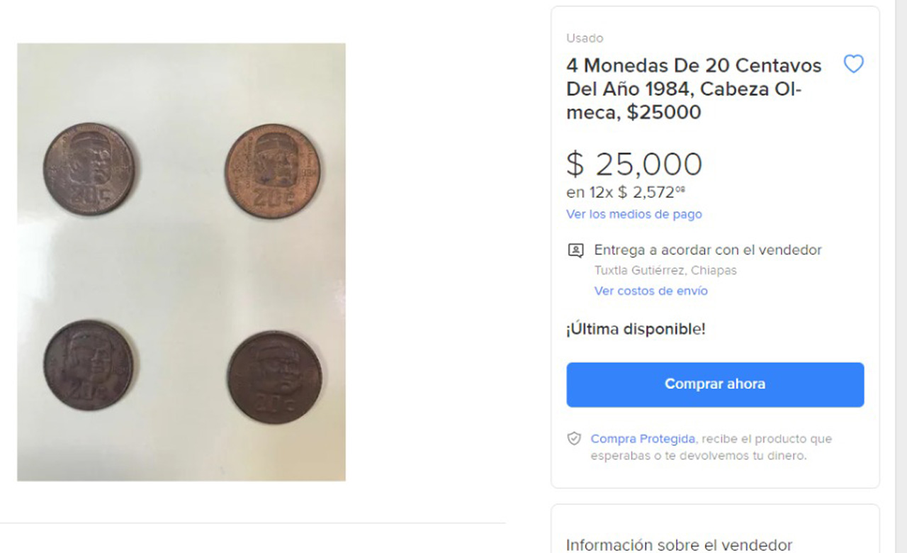 Monedas antiguas de 20 centavos valoradas hasta en 50 mil pesos