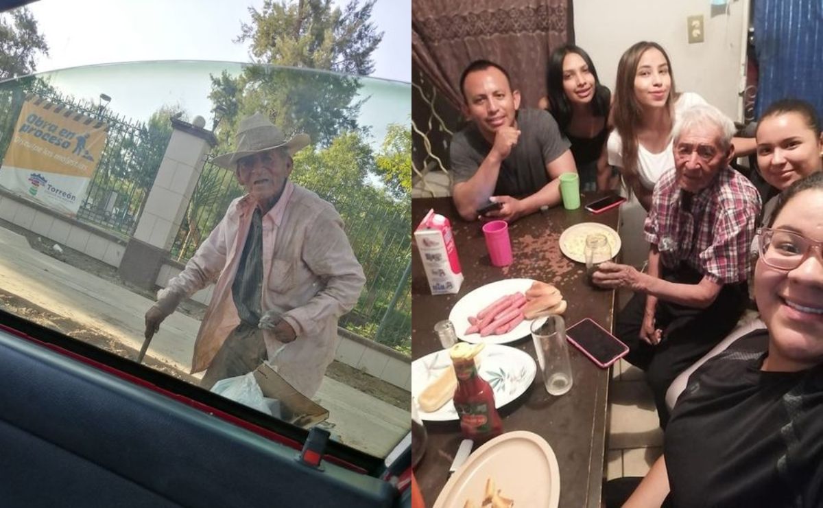 Familia mexicana adopta abuelito que vivía en condición de calle