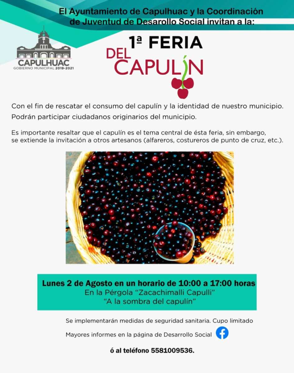Primera feria del capulín llega a Capulhuac este próximo 2 de agosto 