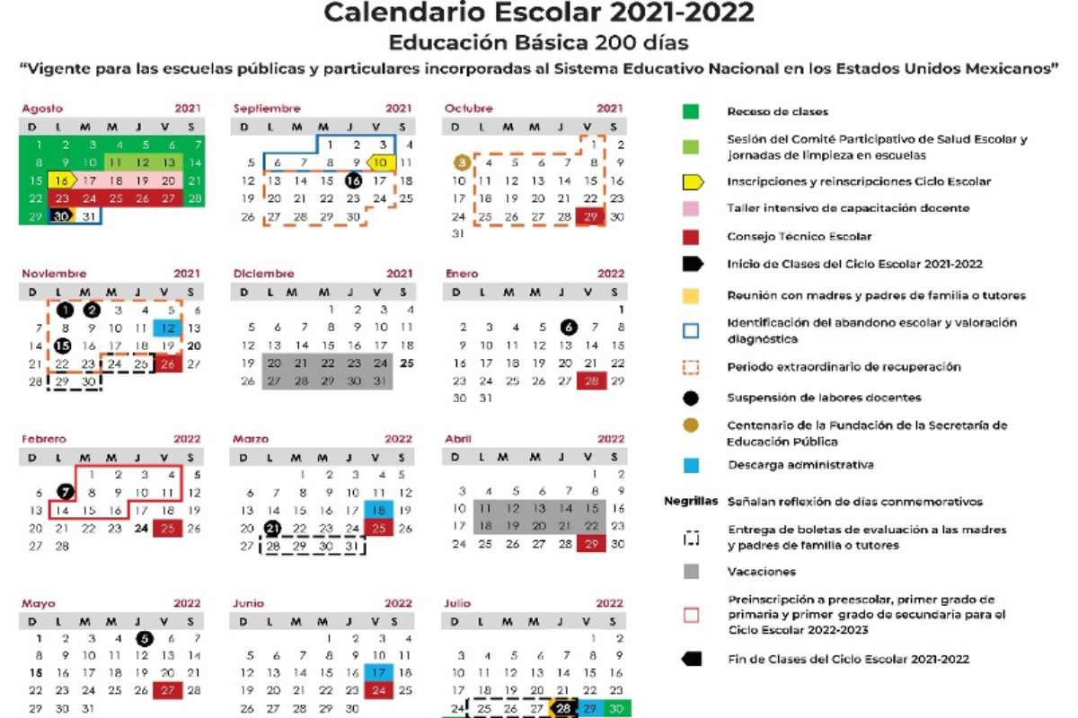 Descarga e imprime el Calendario escolar EdoMéx 2021-2022 de la SEP