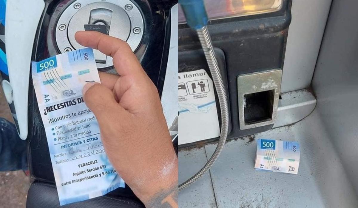 Noticia viral- Hombre encuentra billete de $500 pesos, solo era publicidad de prestamistas