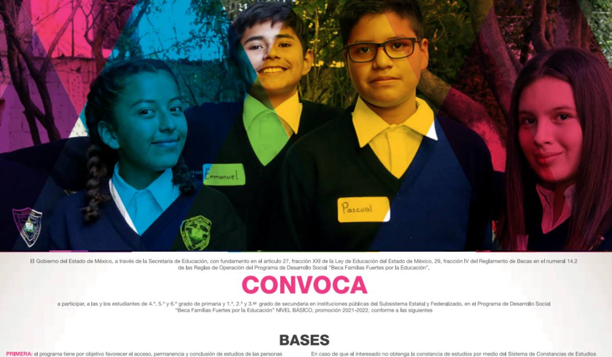 Convocatoria de la Beca Educación Básica EdoMéx ciclo escolar 2021-2022 en formato PDF