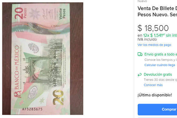 Nuevo billete de 20 pesos tiene un valor de más de 20 mil pesos