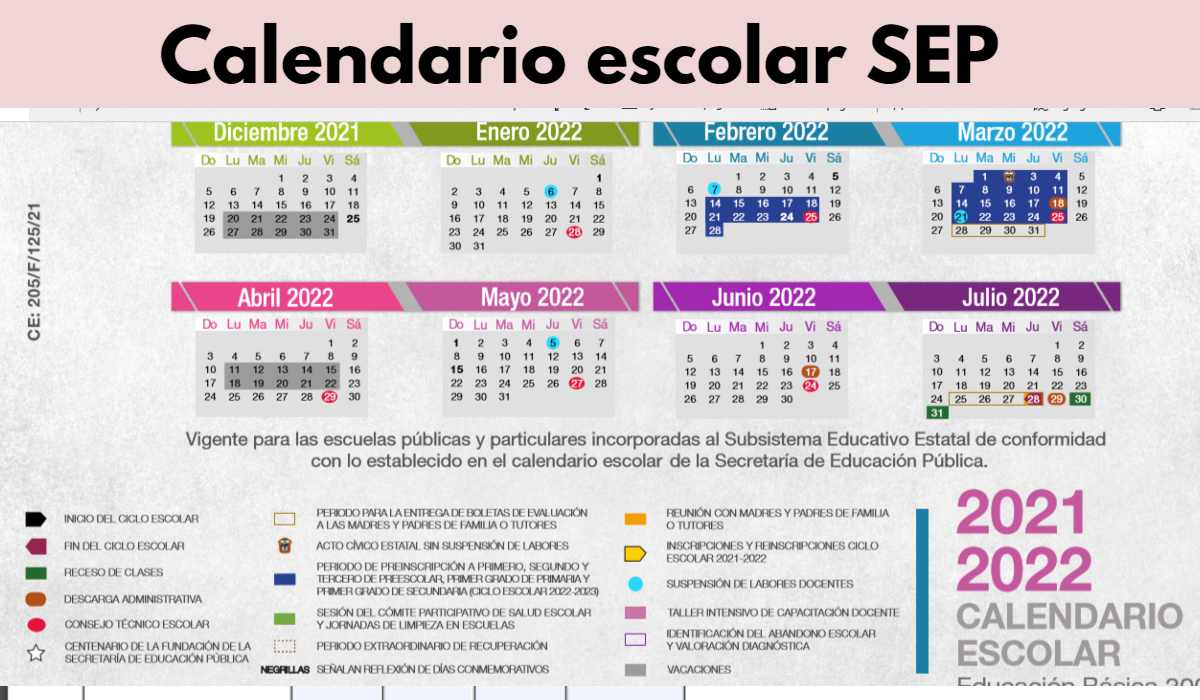 Calendario SEP ciclo escolar 2021-2022 disponible en PDF