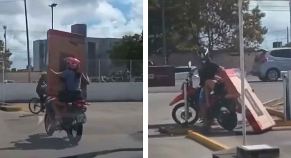 Llevan pantalla nueva en moto y la tiran, se vuelve el video viral de la semana