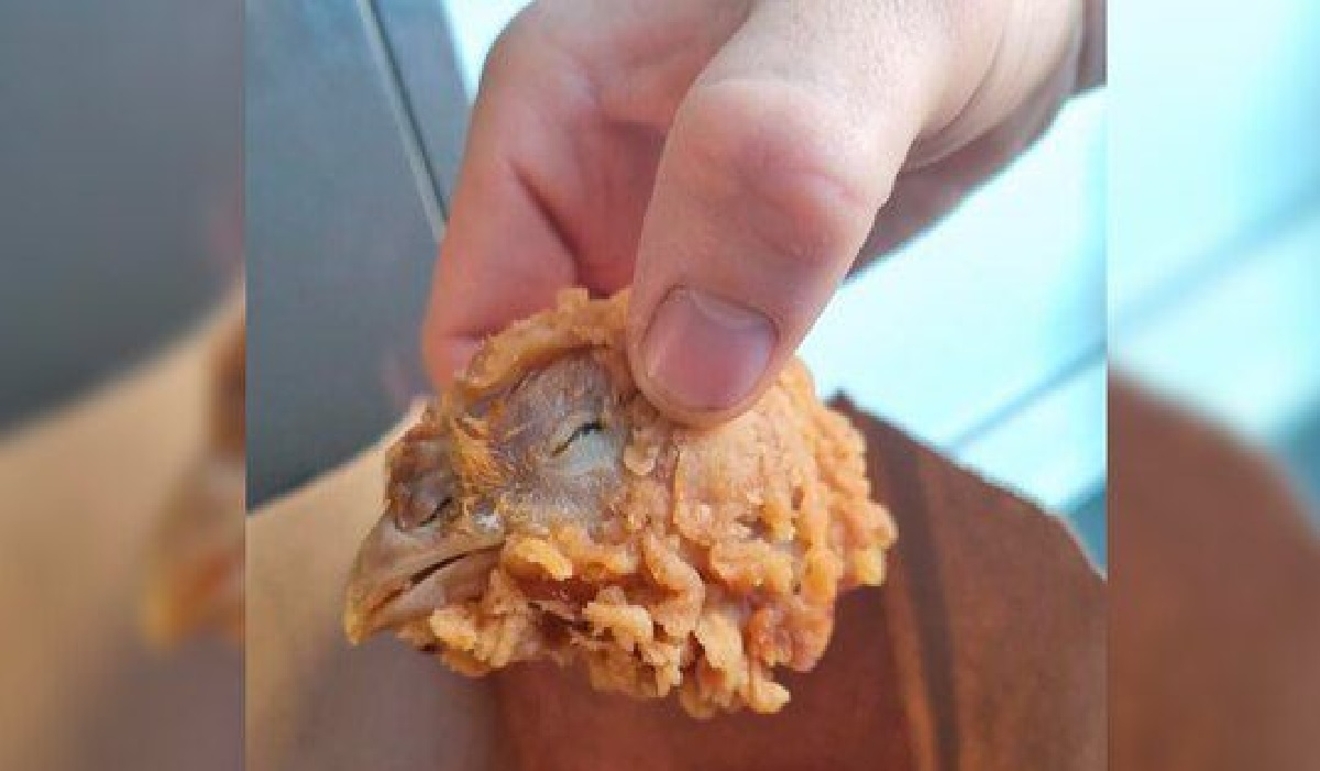 Cliente recibe cabeza de pollo frita en su pedido de comida rápida y se hace viral
