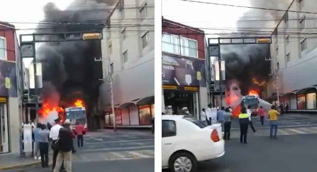 Video del momento en que incendian camión en centro de Toluca