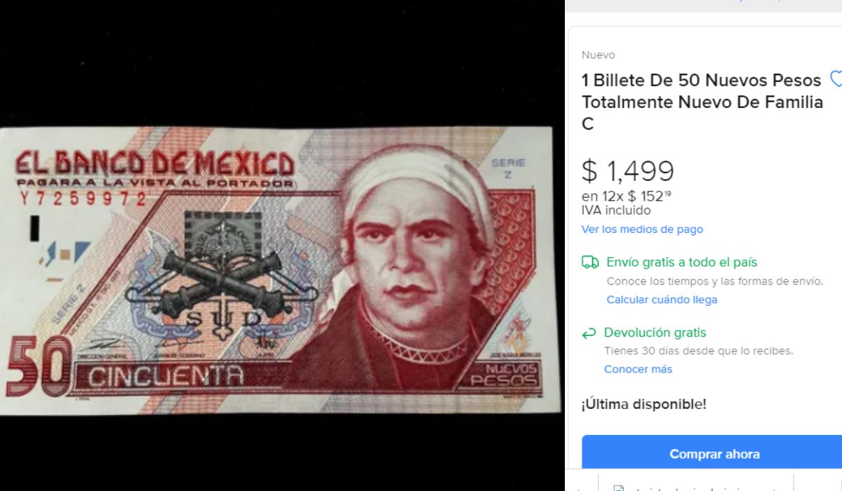 Conoce el antiguo billete de cincuenta pesos que se vende hasta en $1,500 pesos
