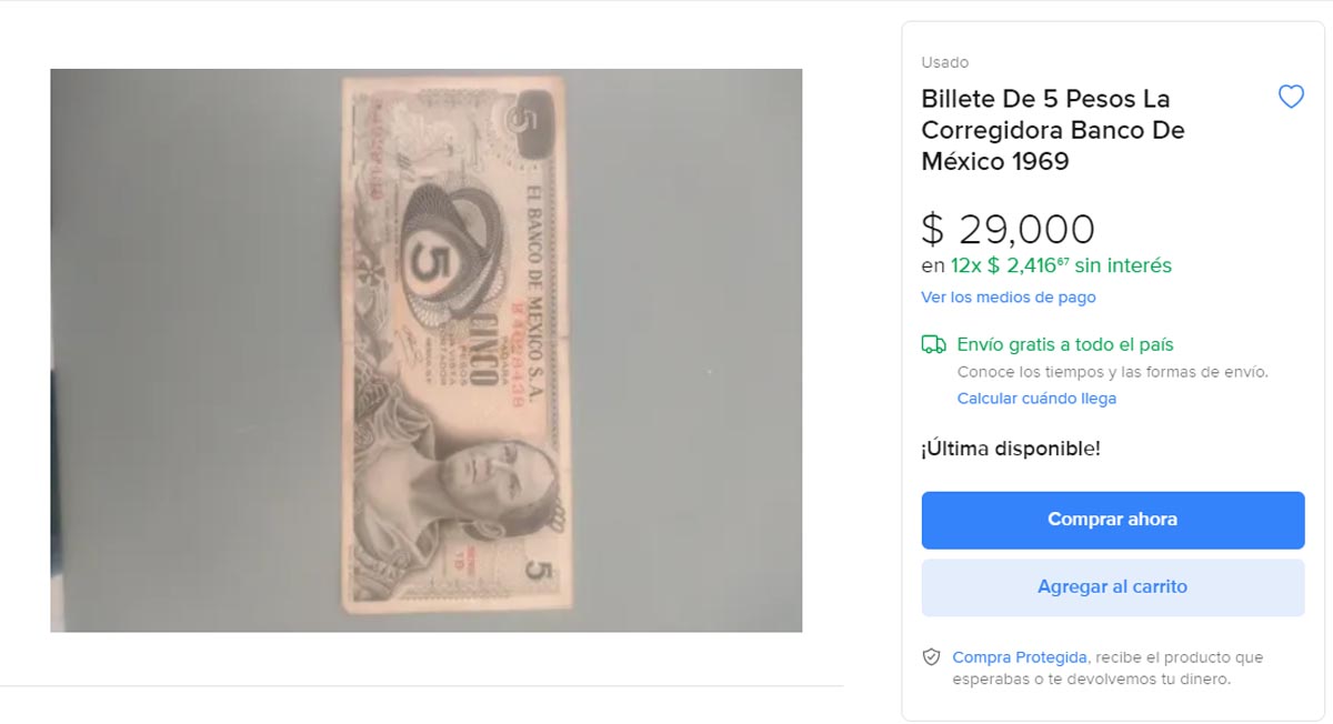 Billete mexicano antiguo vale más de 25 mil pesos en internet