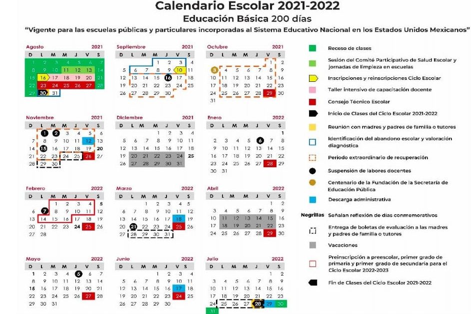 calendario sep regreso a clases 2022