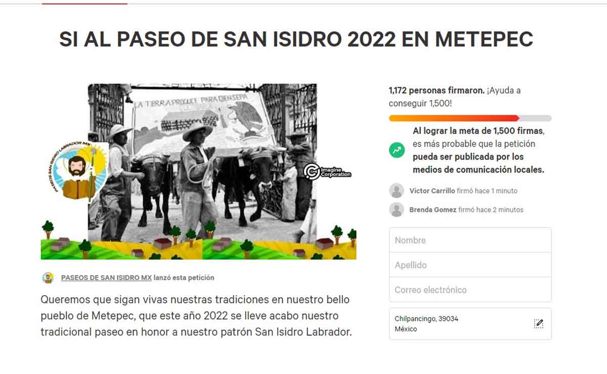 Petición del Paseo de San Isidro Metepec