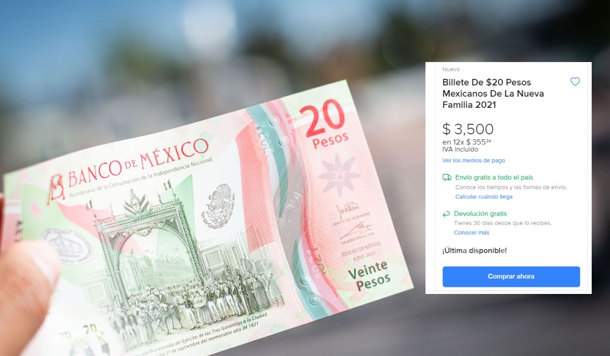 Nuevo Billete de veinte se vende en internet ¡En $3,500 pesos!