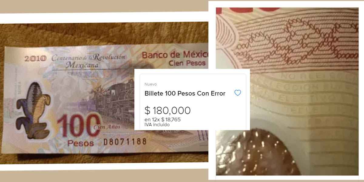 Billete con error en un frase eleva su valor hasta 180 mil pesos