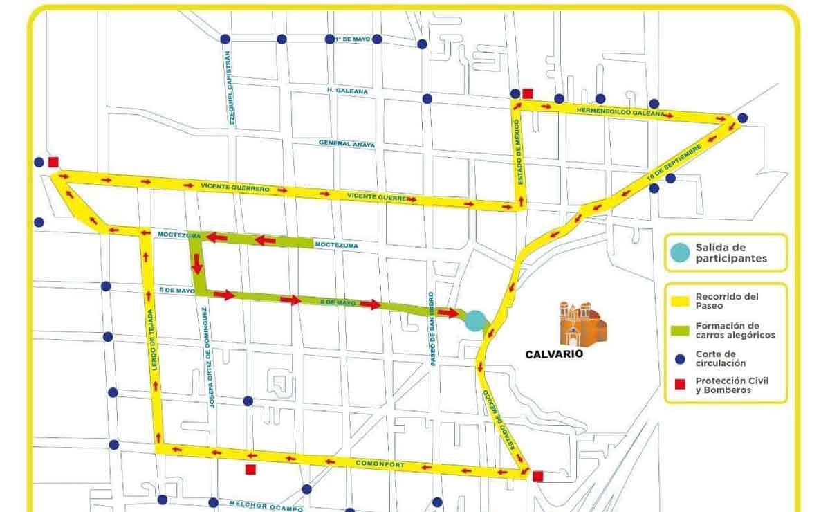 Mapa de las rutas del paseo de san isidro metepec