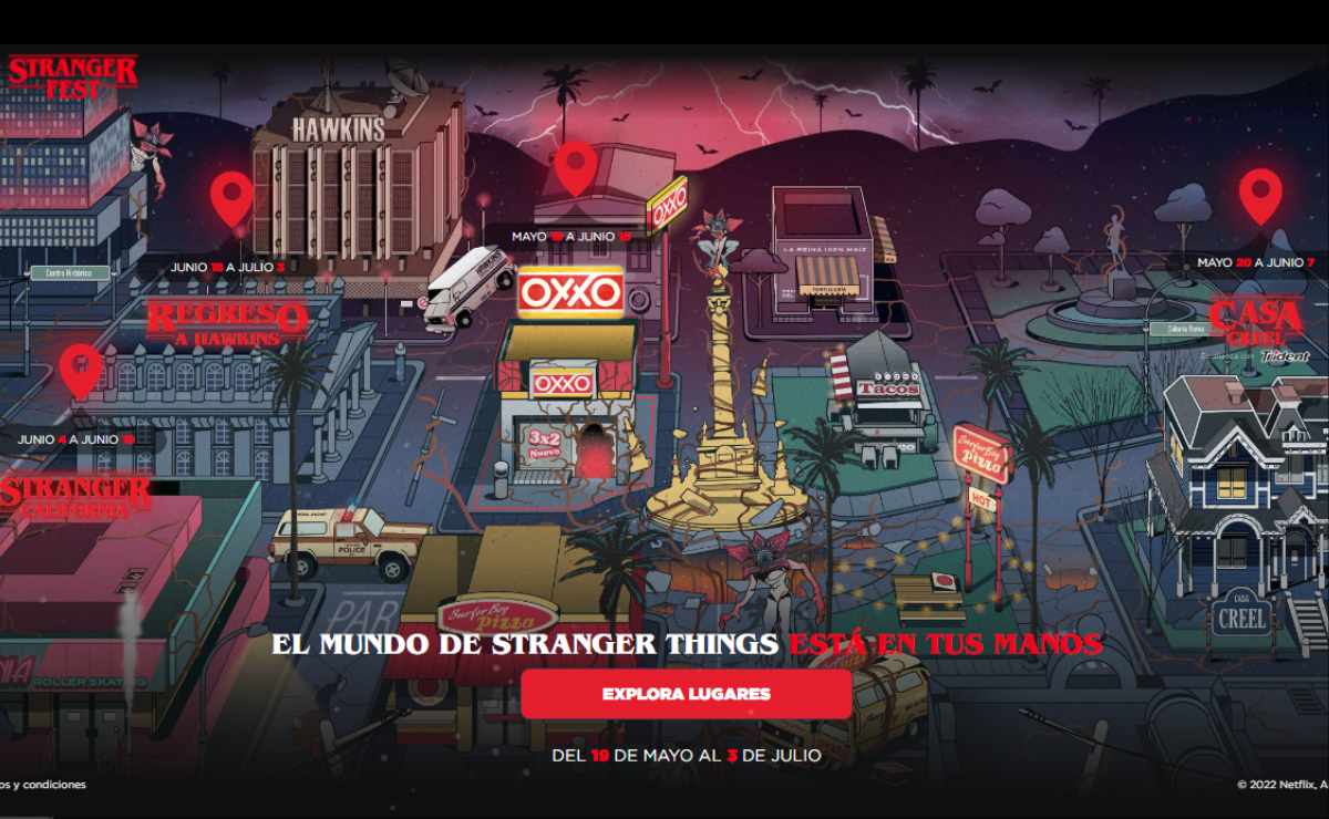 Mapa de las atracciones que hay en el festival temático de Stranger Things en la CDMX