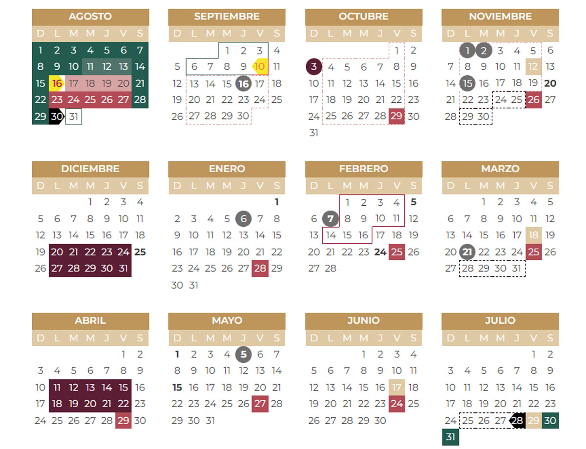 Vacaciones marcadas en el calendario escolar 2021-2022