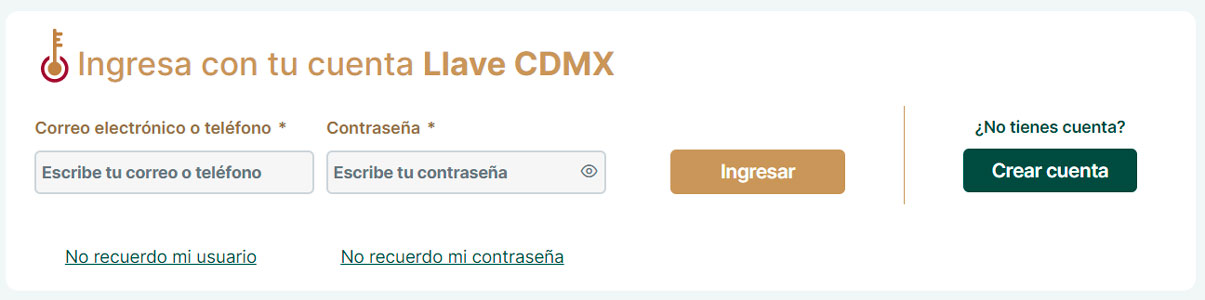 Ingresa cuenta llave CDMX