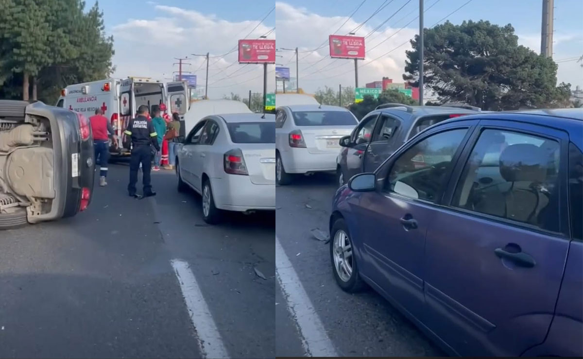 ¡De última hora! Se registra carambola entre varios autos en Toluca