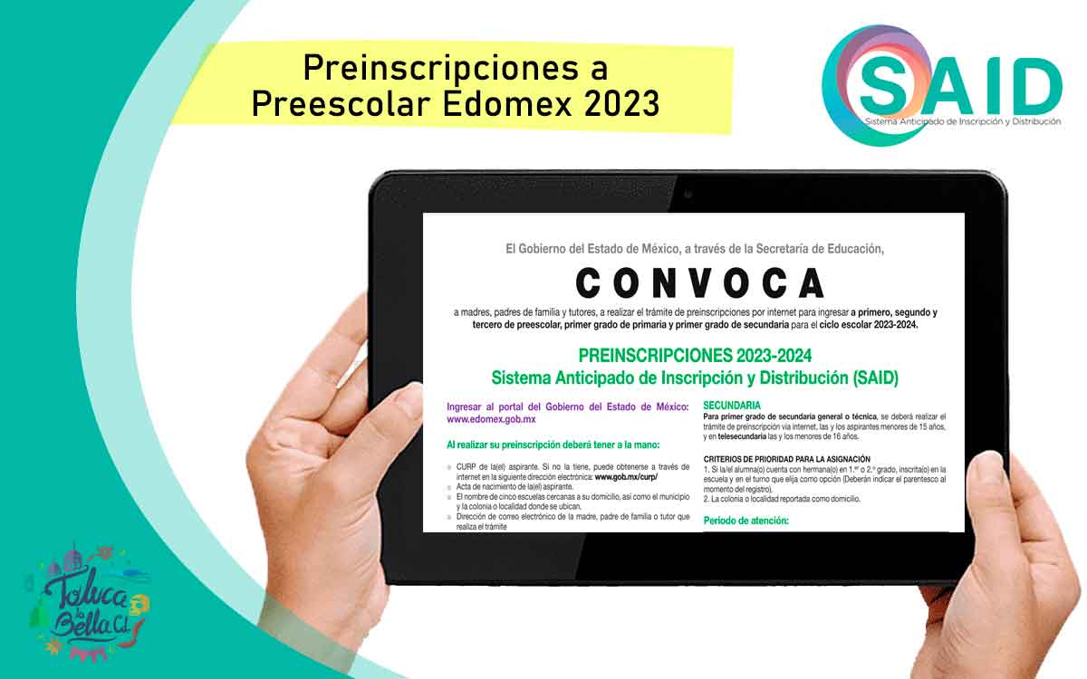 Convocatoria SAID 2023: Preinscripciones a preescolar 2023 en el Estado de México