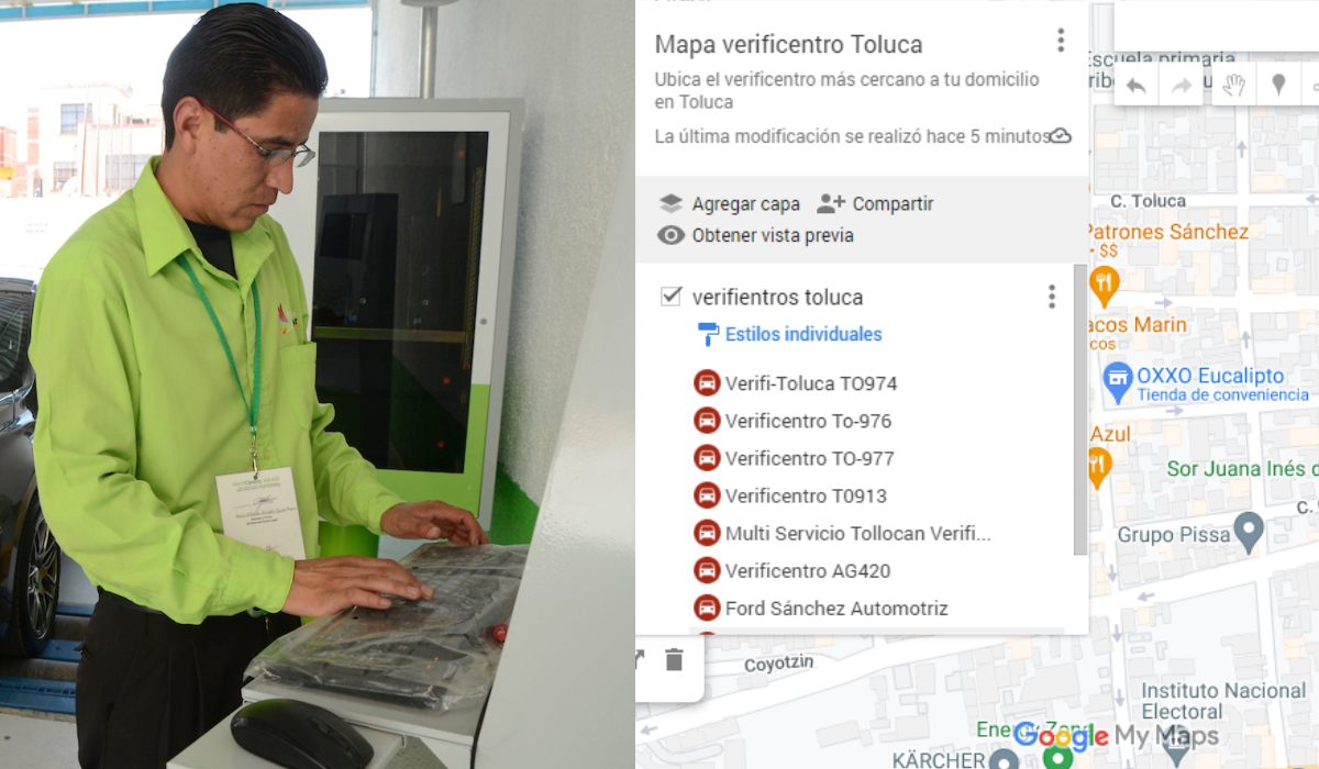 Mapa interactivo de verificentros en el Valle de Toluca 2023 