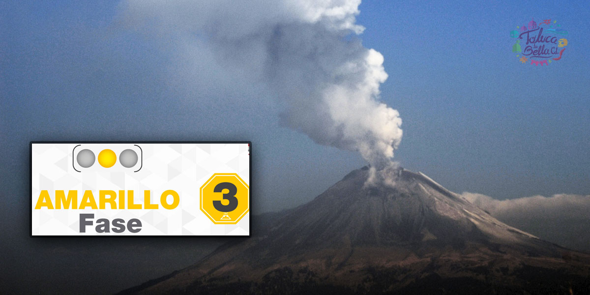 Semáforo de Alerta Volcánica continua en fase 3 en municipios del Edomex